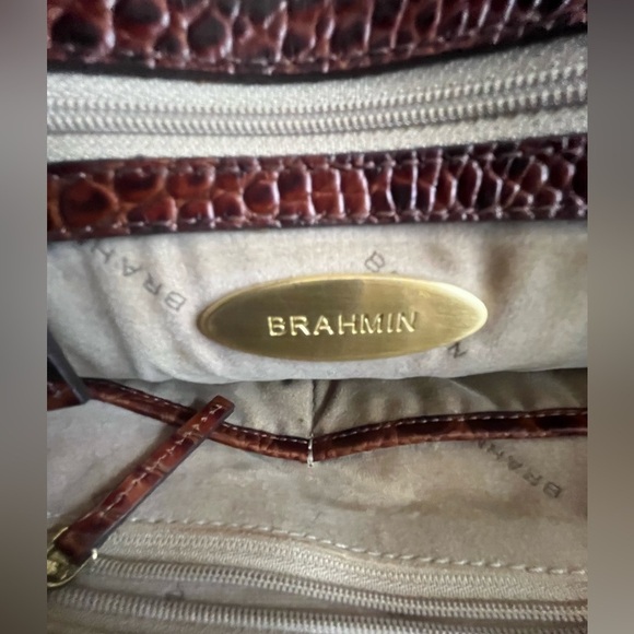 Brahmin Pecan Melbourne Croc-Embossed Brown Leather Handbag main image 1